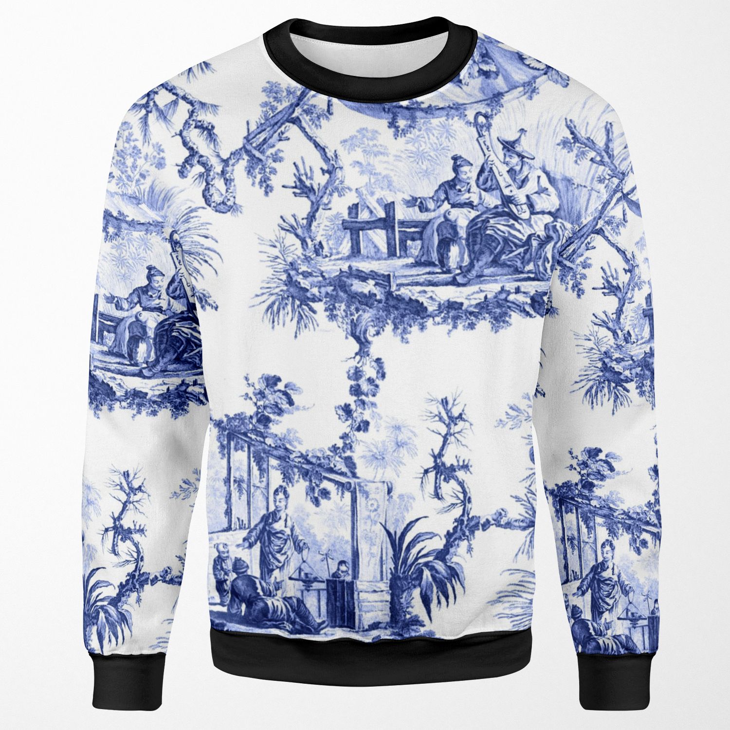 Blue Chinoiserie Toile All-over-print Unisex Sweatshirt