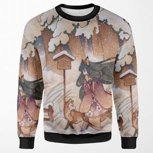 Blustery Kitsune Yokai Teakitsune All-over-print Unisex Sweatshirt