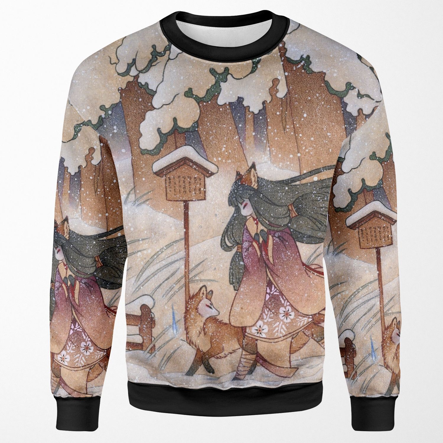 Blustery Kitsune Yokai Teakitsune All-over-print Unisex Sweatshirt