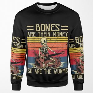 Bones Are Their Money Skeleton Playing Guitar Retro Vintage All-over-print Unisex Sweatshirt