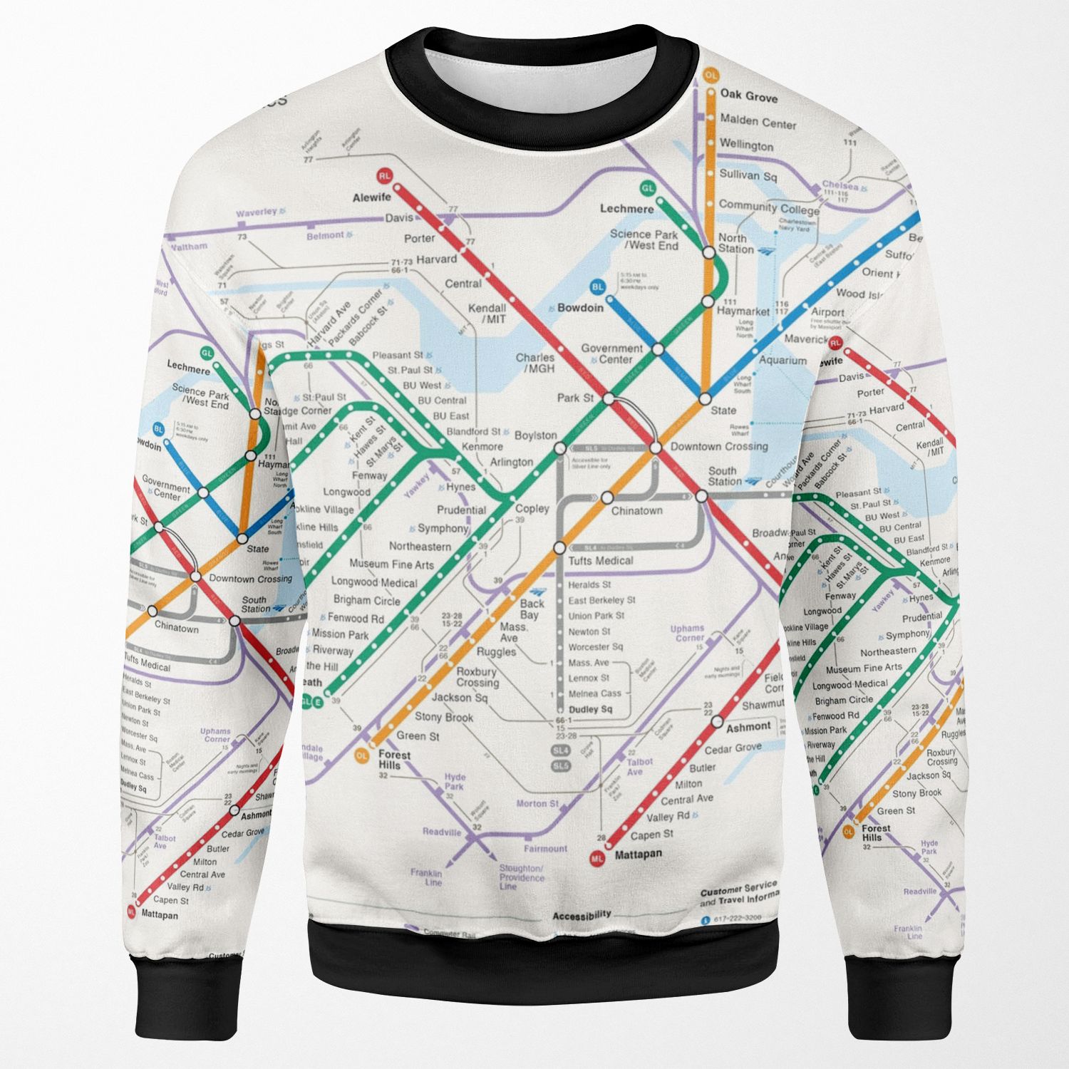 Boston Area Transport System Map All-over-print Unisex Sweatshirt