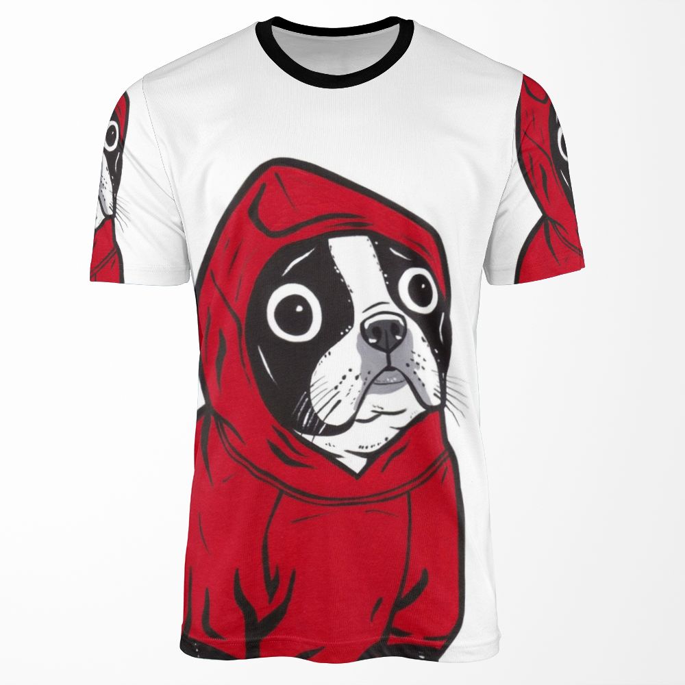 Boston Terrier In A Red Hoodie All-over-print T-shirt