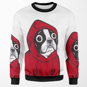 Boston Terrier In A Red Hoodie All-over-print Unisex Sweatshirt