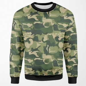 Camouflage Pattern With Cats Green Cat Camo All-over-print Unisex Sweatshirt