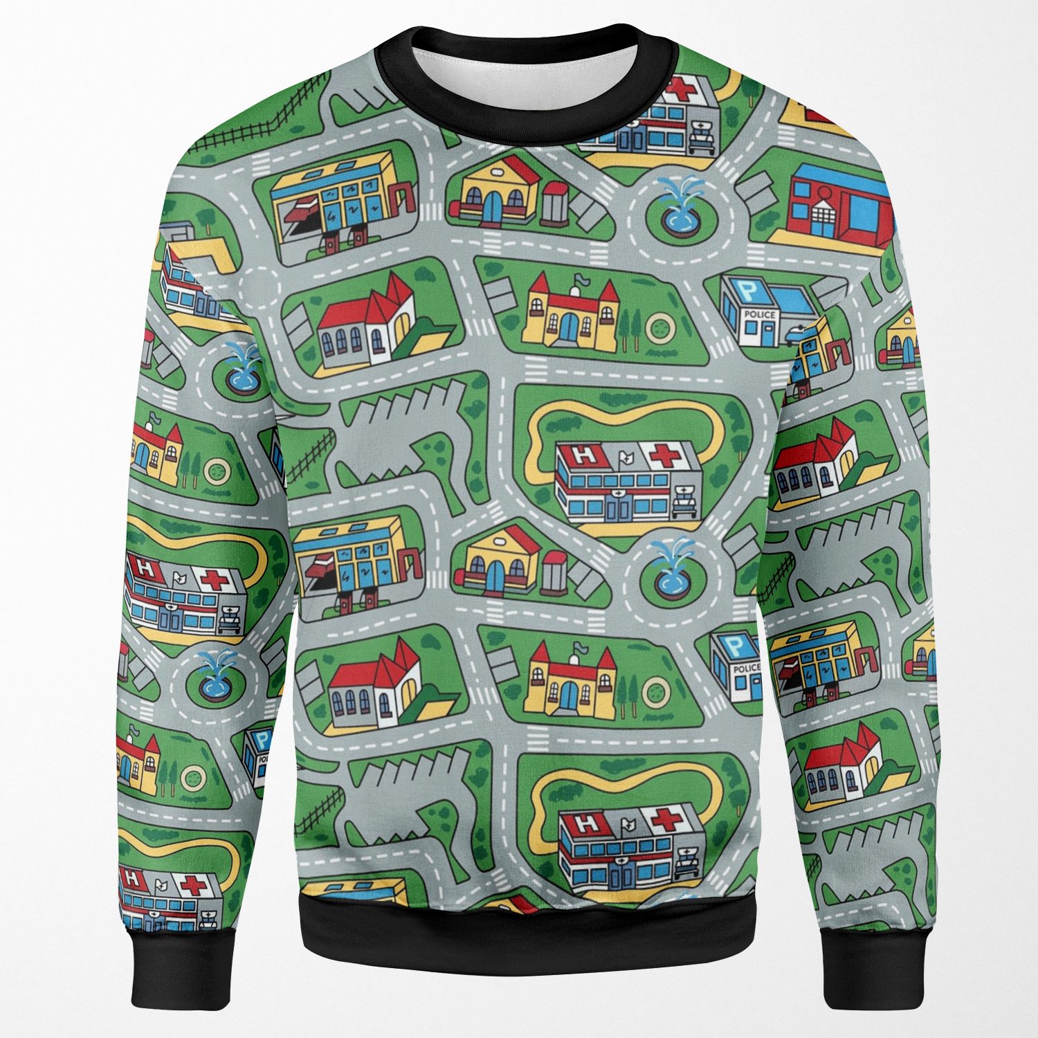 Car City Carpet Road Rug 90S Nostalgic Toy All-over-print Unisex Sweatshirt