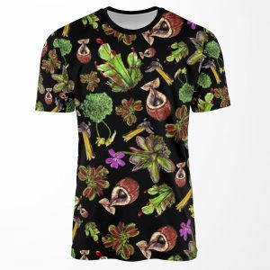 Carnivorous Plants Black Background All-over-print T-shirt
