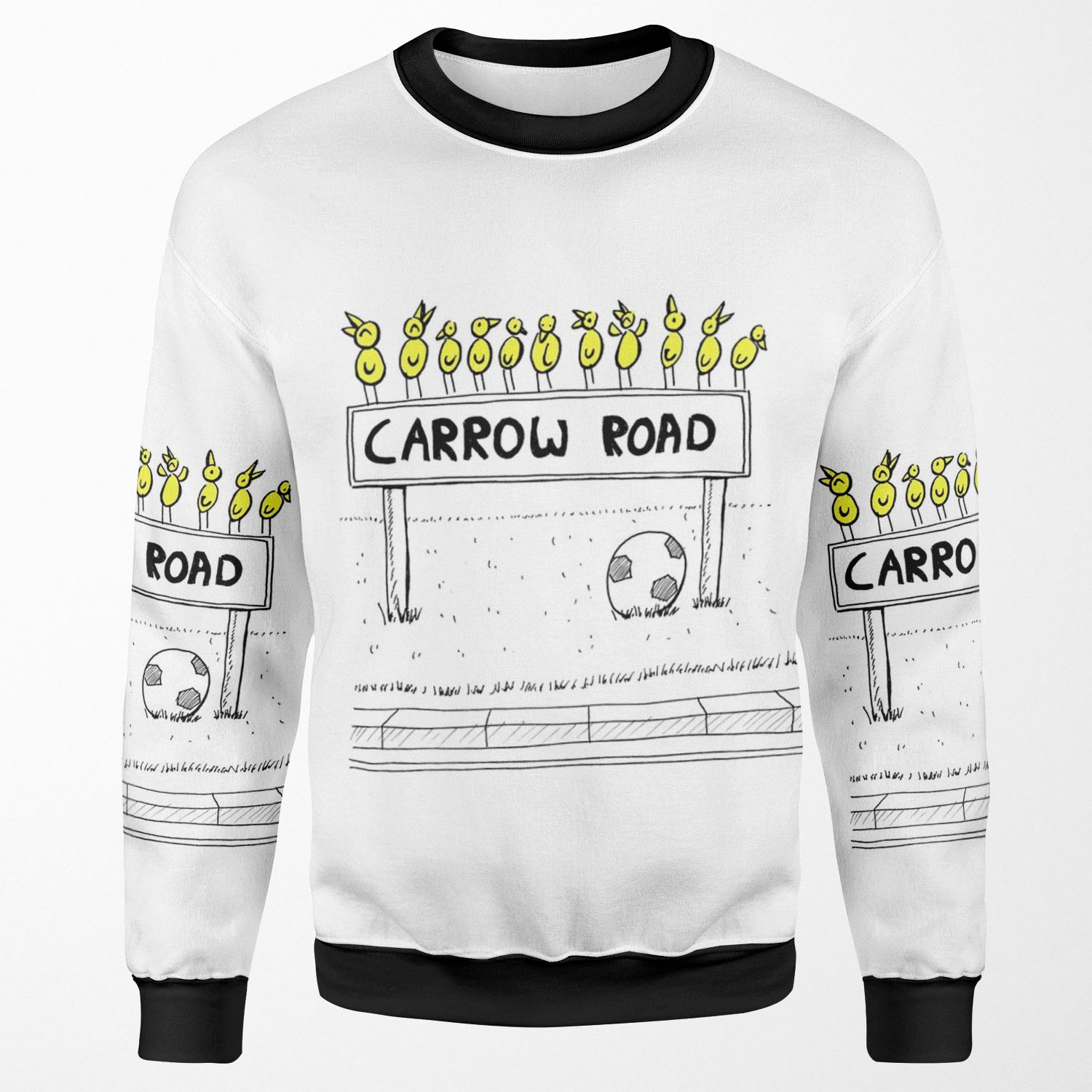 Carrow Road Canary Cartoon Inspired By Norwich City Fc All-over-print Unisex Sweatshirt