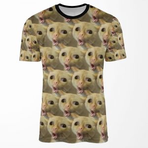 Cat Coughing Like A Kid Meme Pattern All-over-print T-shirt