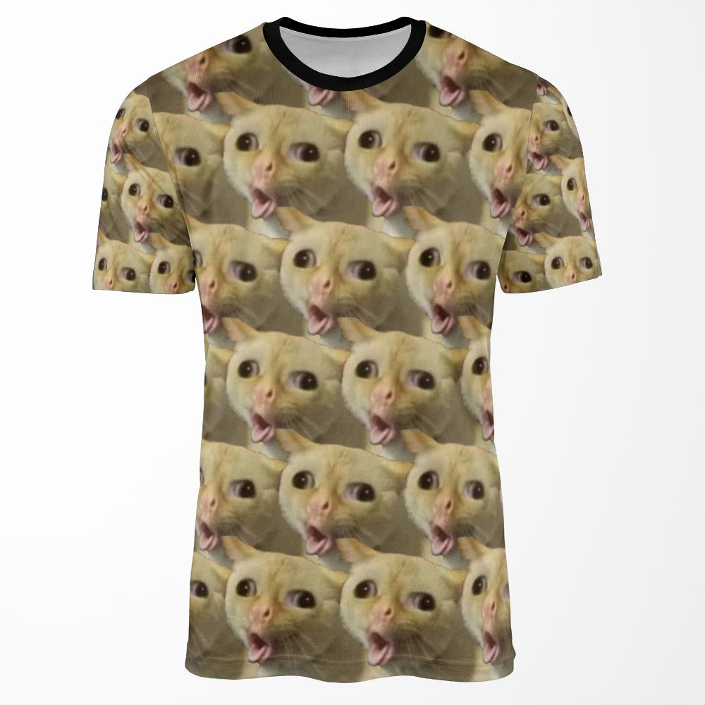 Cat Coughing Like A Kid Meme Pattern All-over-print T-shirt