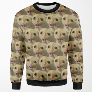 Cat Coughing Like A Kid Meme Pattern All-over-print Unisex Sweatshirt