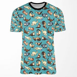 Cat Snakes In Blue All-over-print T-shirt