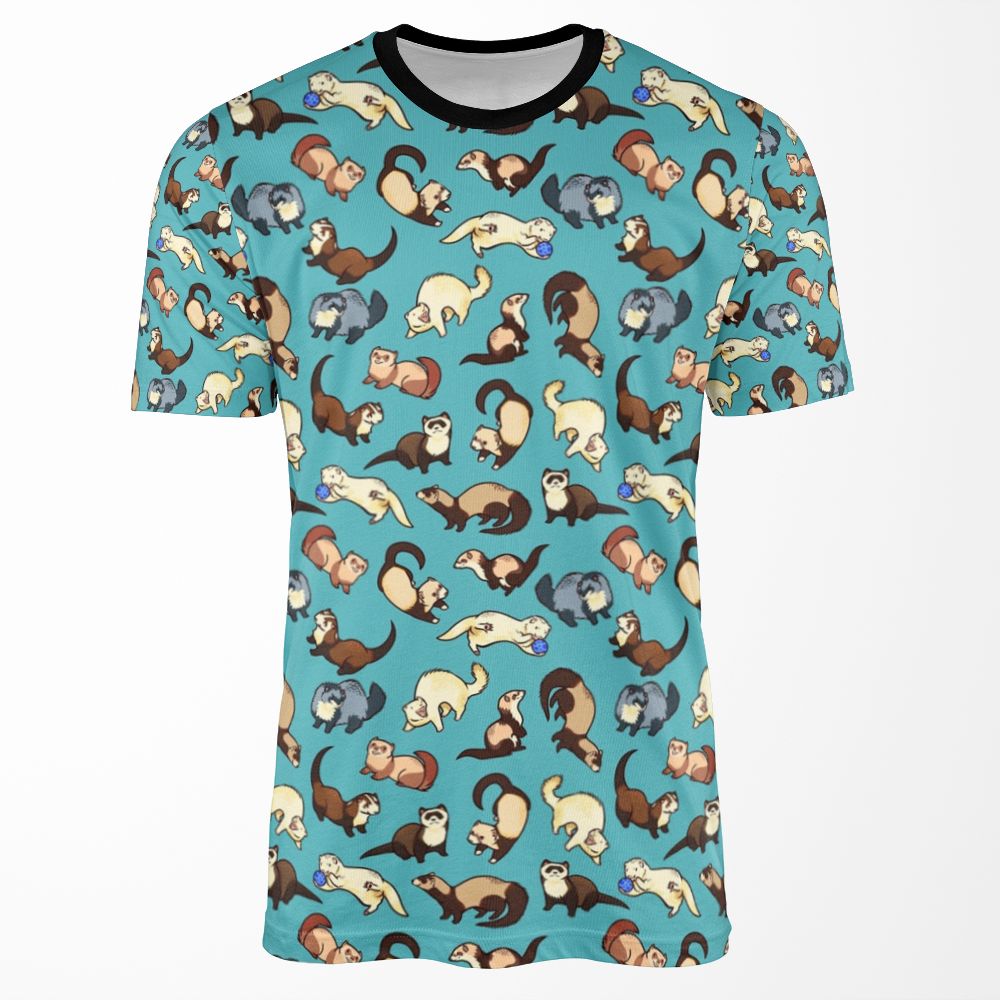 Cat Snakes In Blue All-over-print T-shirt