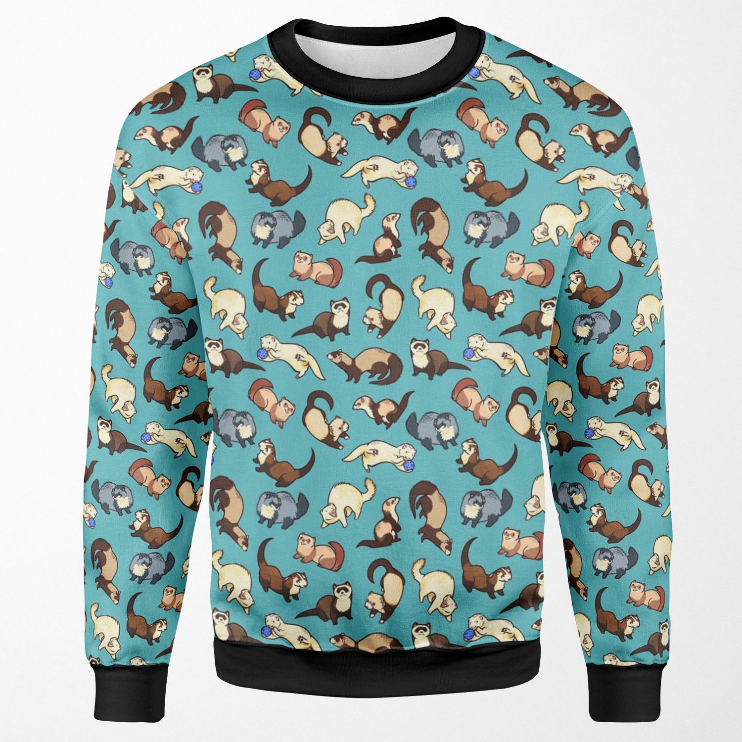 Cat Snakes In Blue All-over-print Unisex Sweatshirt
