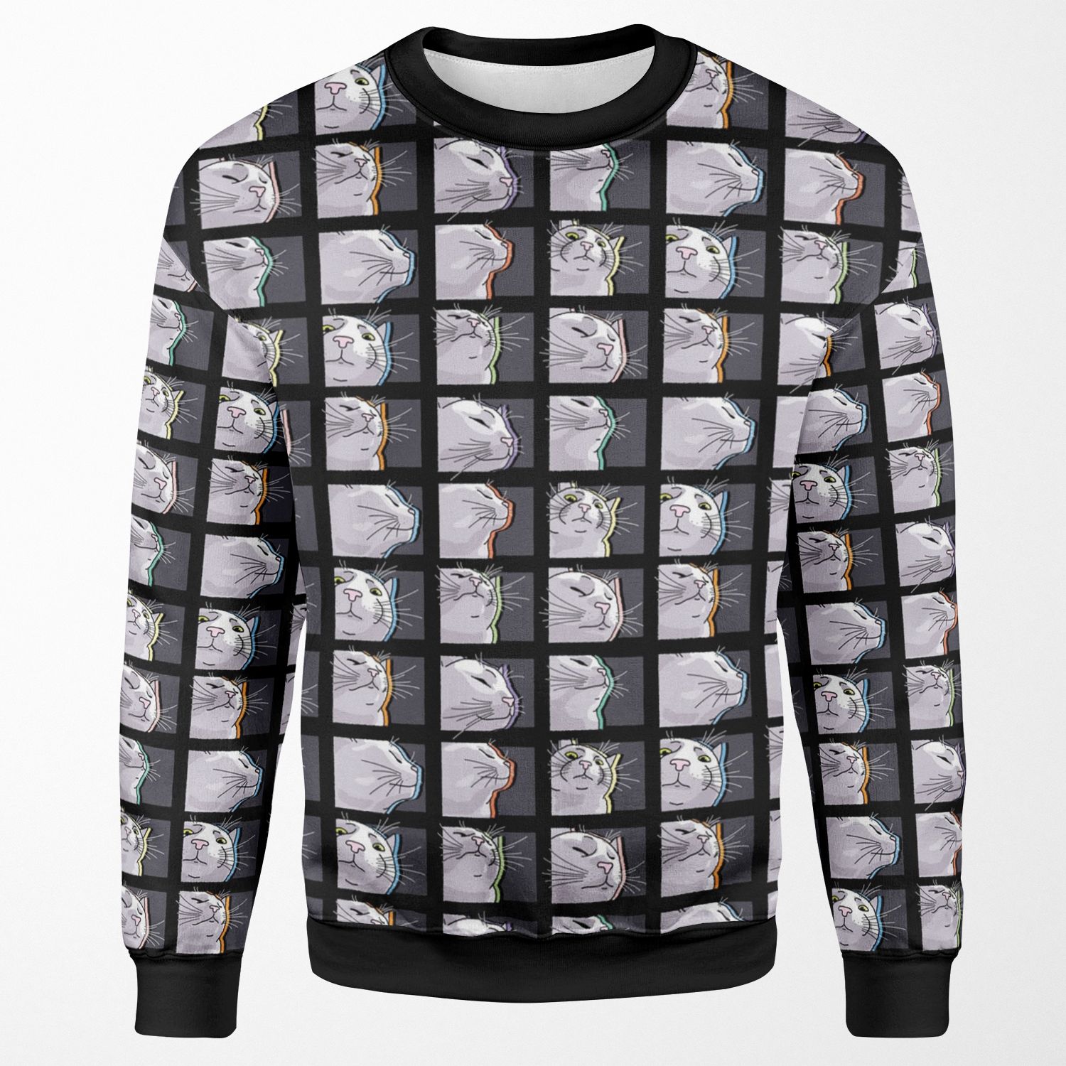 Cat Vibing Meme Catjam Cat Vibing To Music All-over-print Unisex Sweatshirt