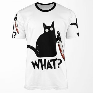 Cat What Murderous Black Cat With Knife Gift Premium All-over-print T-shirt
