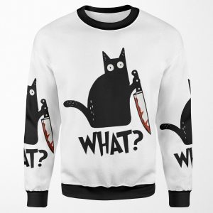 Cat What Murderous Black Cat With Knife Gift Premium All-over-print Unisex Sweatshirt