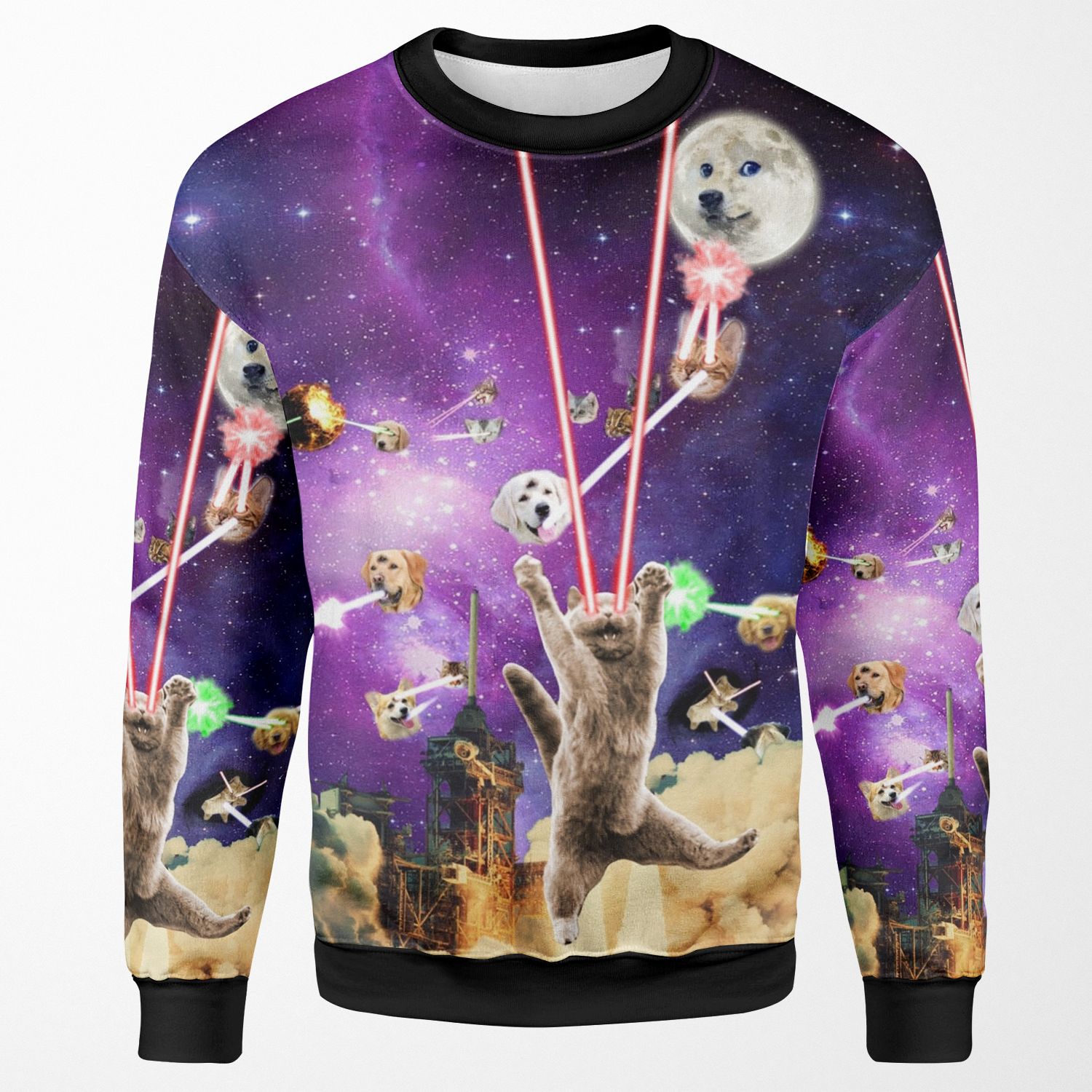 Cats With Laser Eyes 2 Cat Harder All-over-print Unisex Sweatshirt