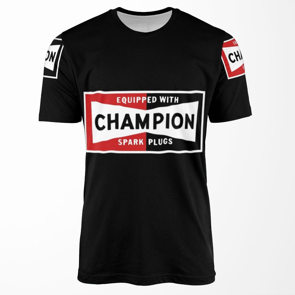 Champion Spark Plugs Black Vintage Sign Racer Hot All-over-print T-shirt