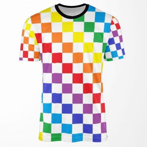 Checkered Rainbow All-over-print T-shirt