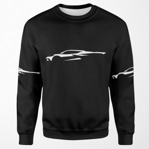 Chevrolet Corvette C8 Silhouette White All-over-print Unisex Sweatshirt