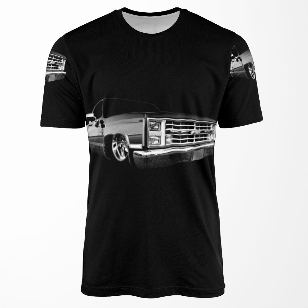 Chevy Silverado Square Body Pickup 3 Black All-over-print T-shirt