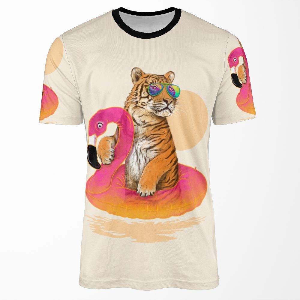 Chillin Flamingo Tiger All-over-print T-shirt