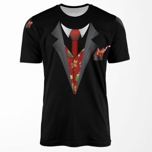 Christmas Tuxedo Design With Candy Cane And Christmas Pocket Square In The Pocket All-over-print T-shirt