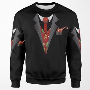 Christmas Tuxedo Design With Candy Cane And Christmas Pocket Square In The Pocket All-over-print Unisex Sweatshirt