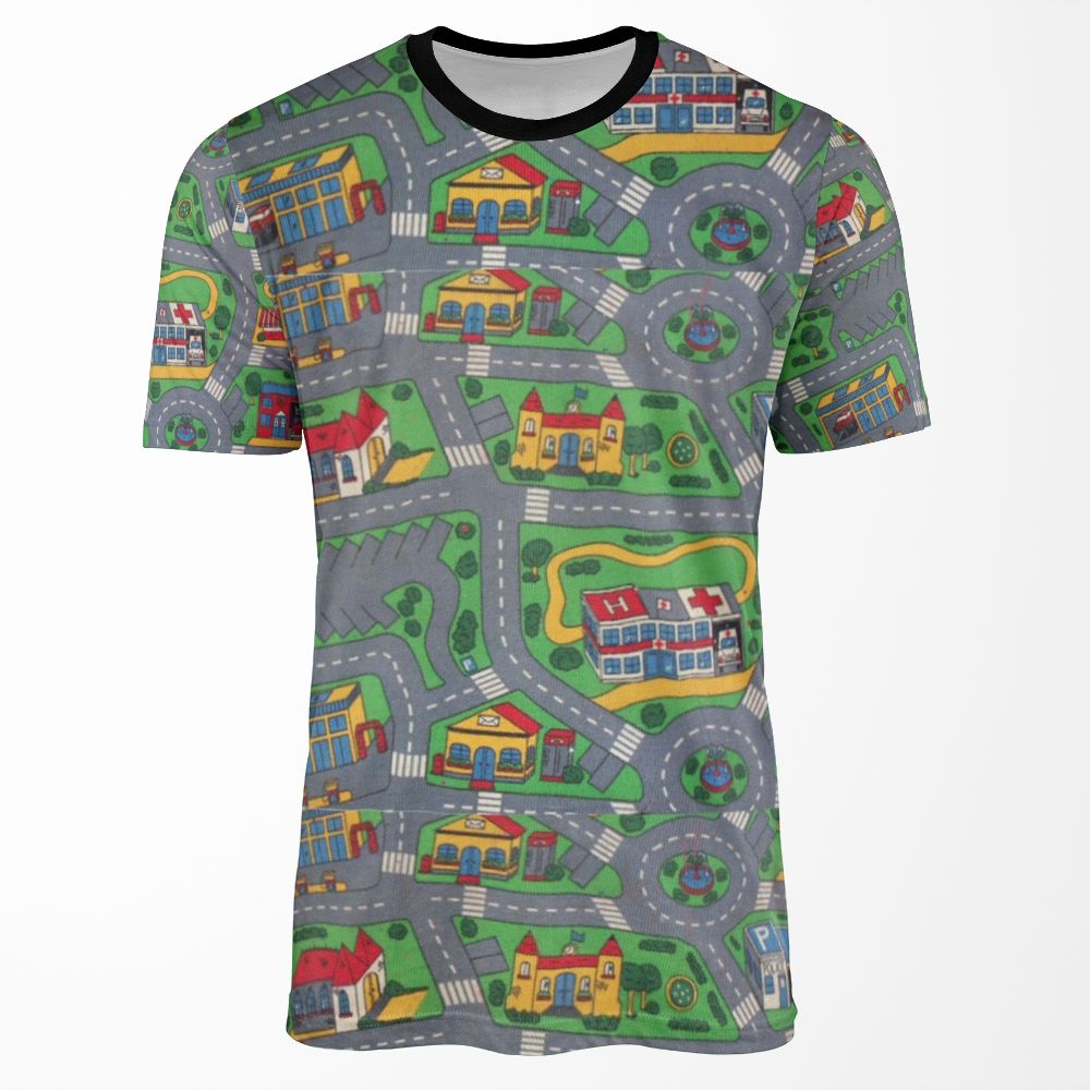 City Roads Map Play Rug All-over-print T-shirt