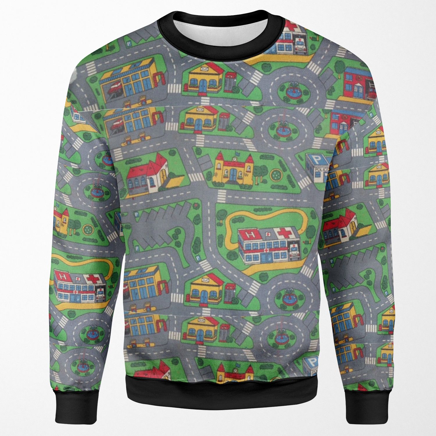 City Roads Map Play Rug All-over-print Unisex Sweatshirt