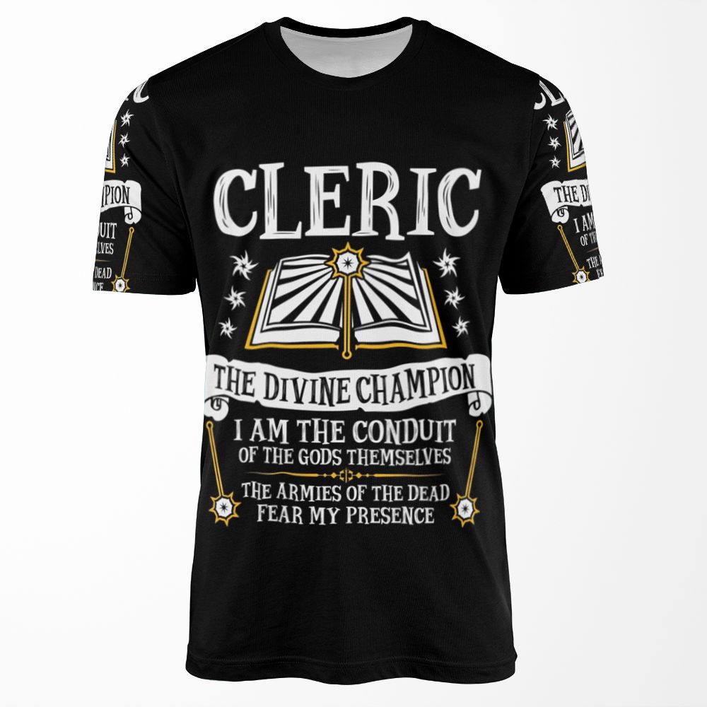 Cleric The Divine Champion Dungeons And Dragons Black All-over-print T-shirt