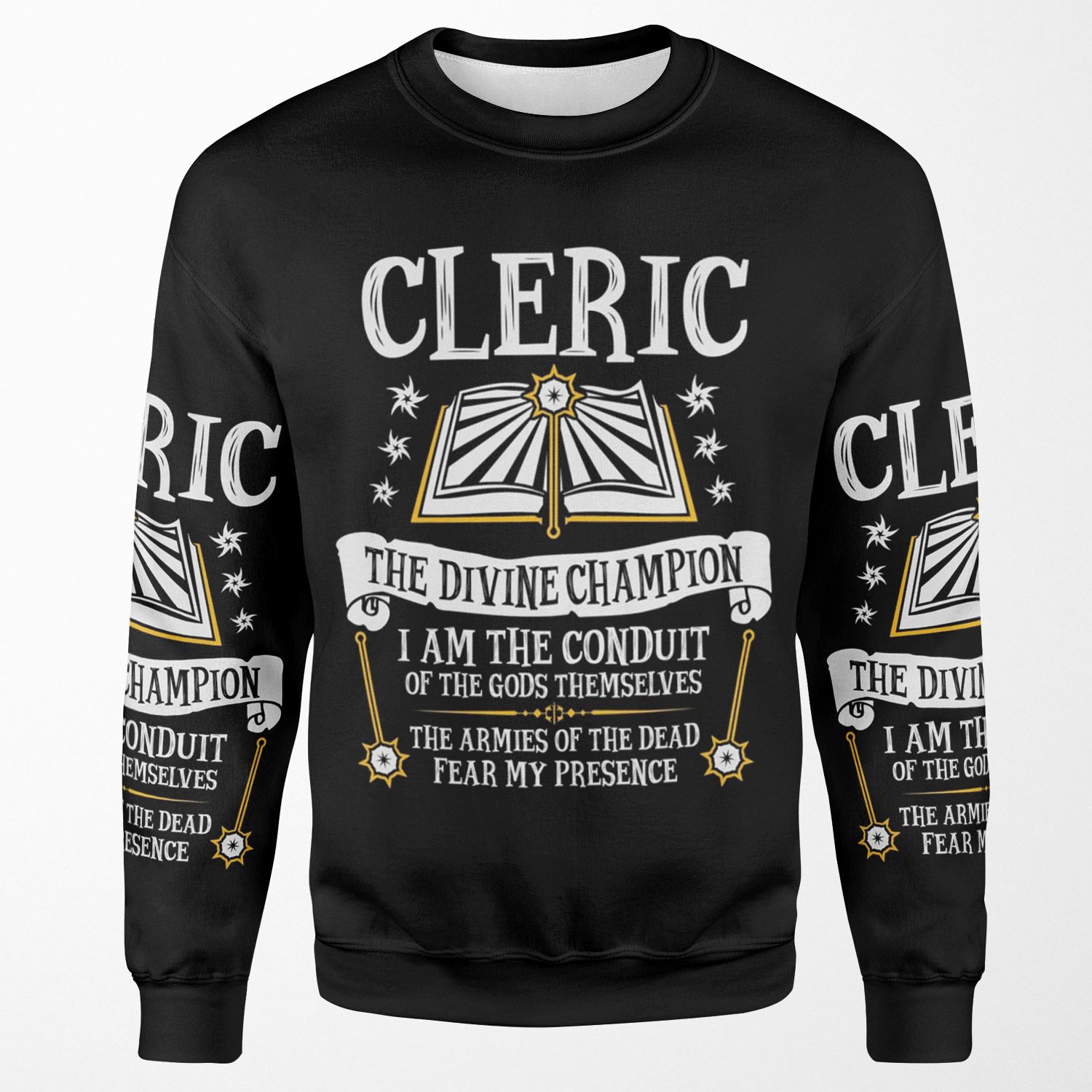 Cleric The Divine Champion Dungeons And Dragons Black All-over-print Unisex Sweatshirt