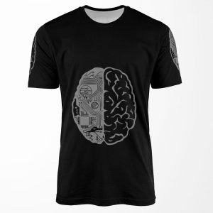 Coding Brain In Grey All-over-print T-shirt