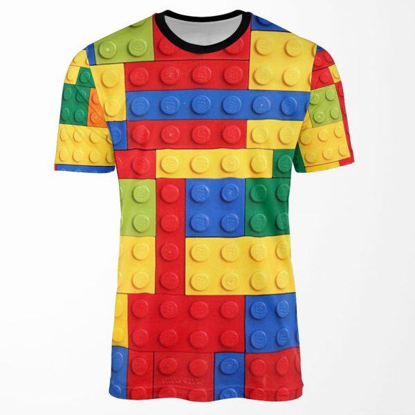 Colorful Bricks Design All-over-print T-shirt