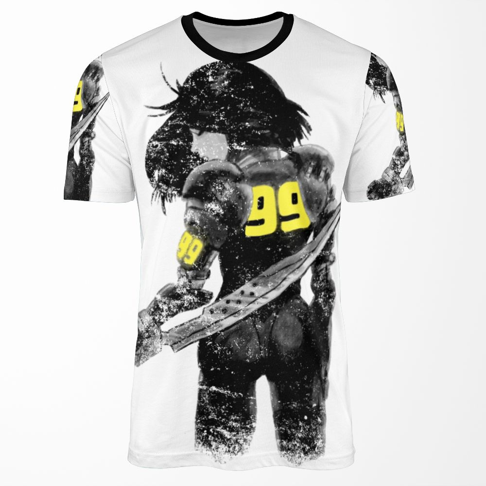 Copy Of Manga Angel Watercolor Distressed In Black And White All-over-print T-shirt