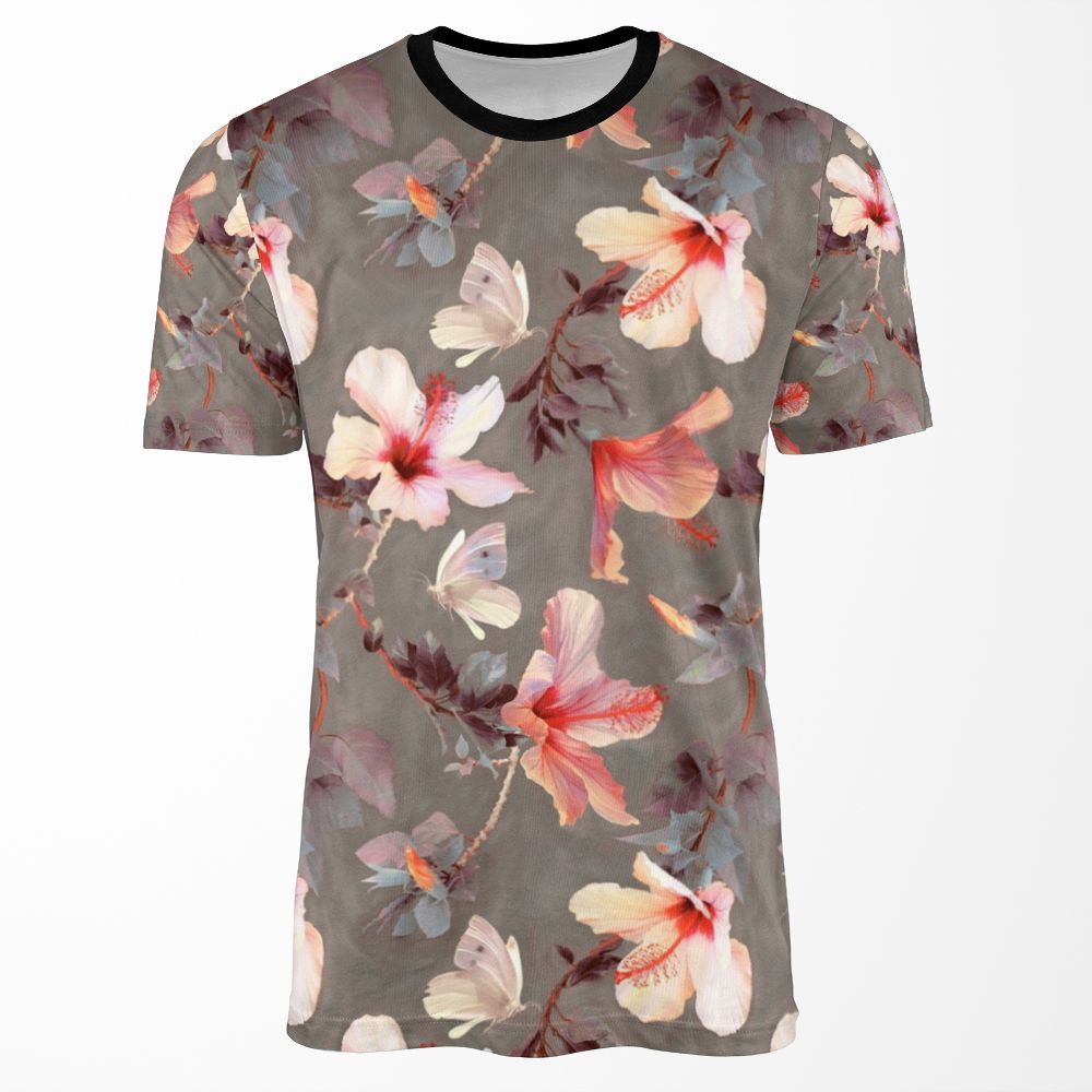 Coral Hibiscus All-over-print T-shirt