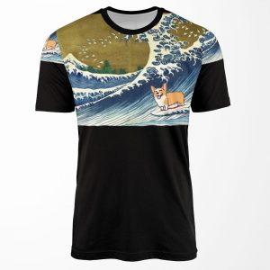 Corgi Dog Surfing The Great Wave All-over-print T-shirt