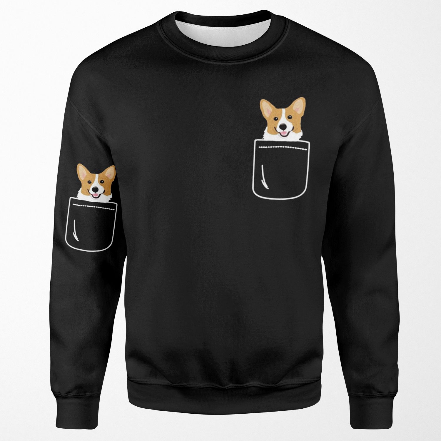 Corgi In Pocket Funny Cute Puppy Big Happy Smile All-over-print Unisex Sweatshirt