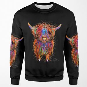 Cow Print Scottish Highland Pumphrey By Shirley Macarthur All-over-print Unisex Sweatshirt