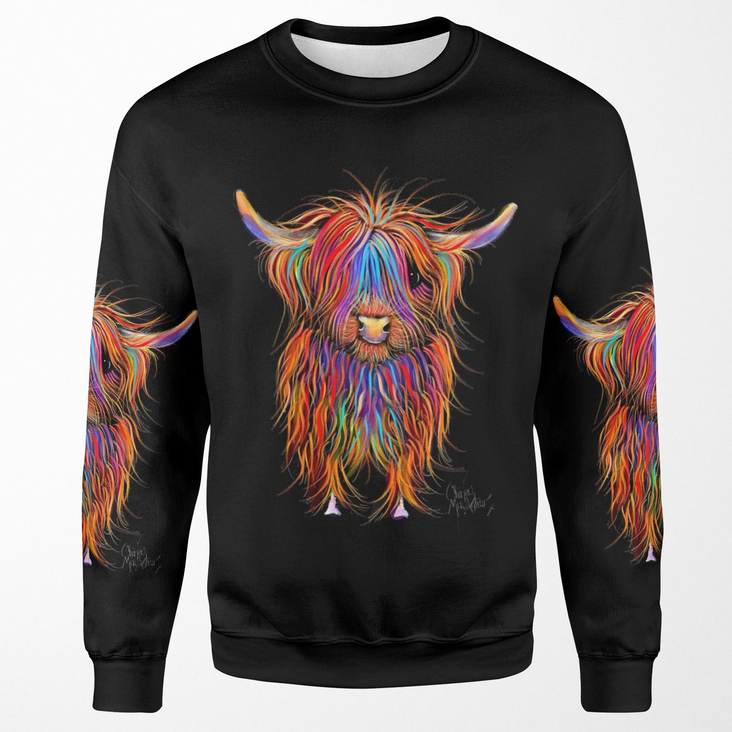 Cow Print Scottish Highland Pumphrey By Shirley Macarthur All-over-print Unisex Sweatshirt