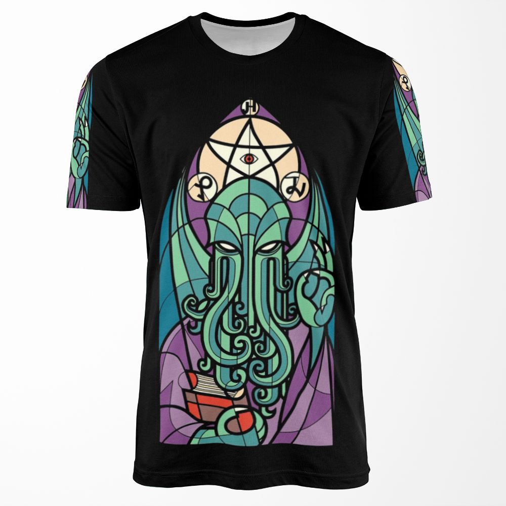 Cthulhu Church Stained Glass Cosmic Horror All-over-print T-shirt