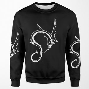 Curled Dragon White On Black All-over-print Unisex Sweatshirt