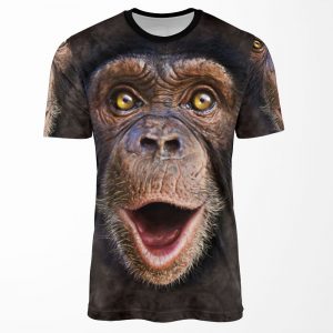 Cute Animal Happy Chimp Monkey Face Gift All-over-print T-shirt