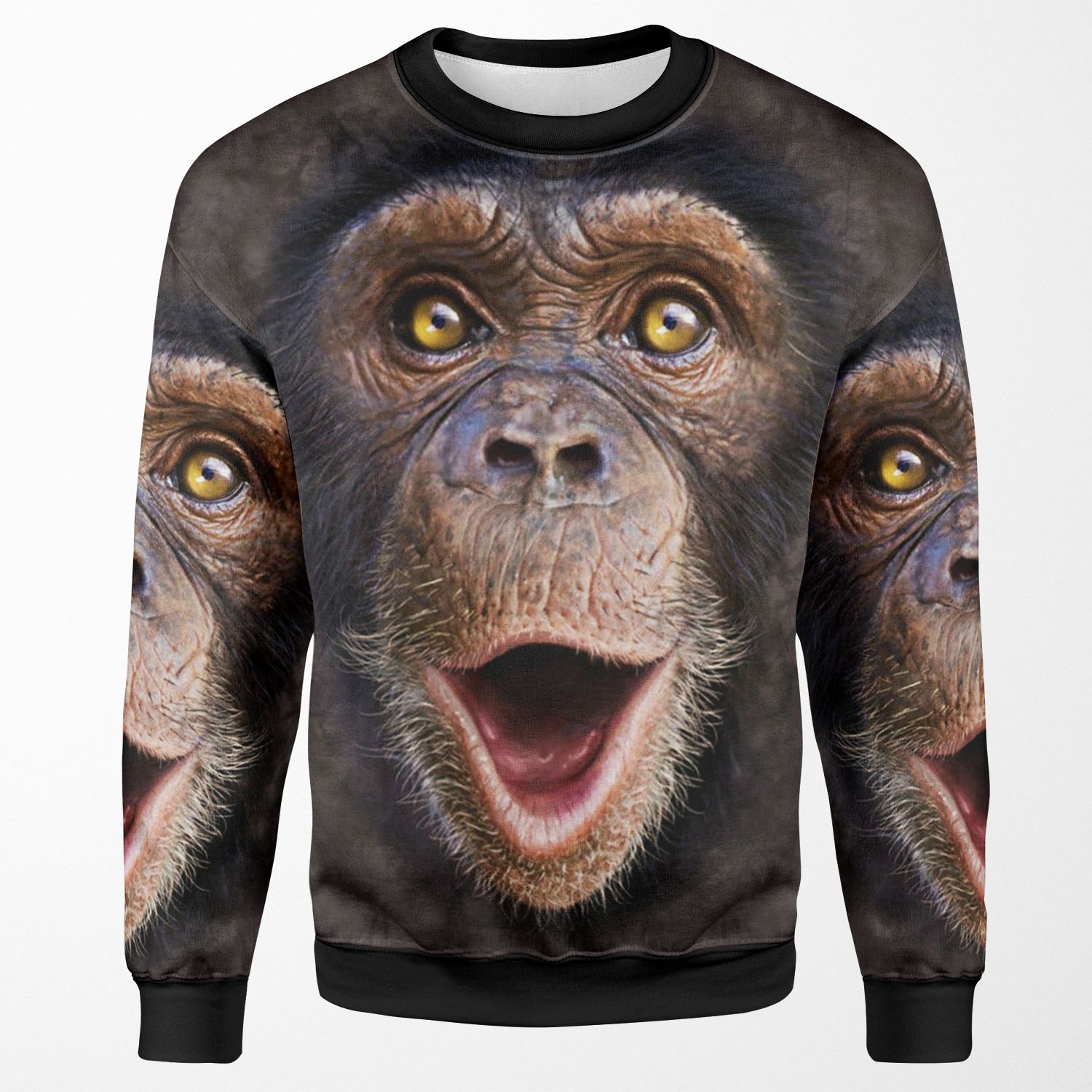 Cute Animal Happy Chimp Monkey Face Gift All-over-print Unisex Sweatshirt