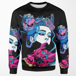 Cyberpunk Samurai Demon Mask Japanese Girl All-over-print Unisex Sweatshirt