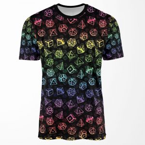 D20 Dice Set Pattern Rainbow All-over-print T-shirt