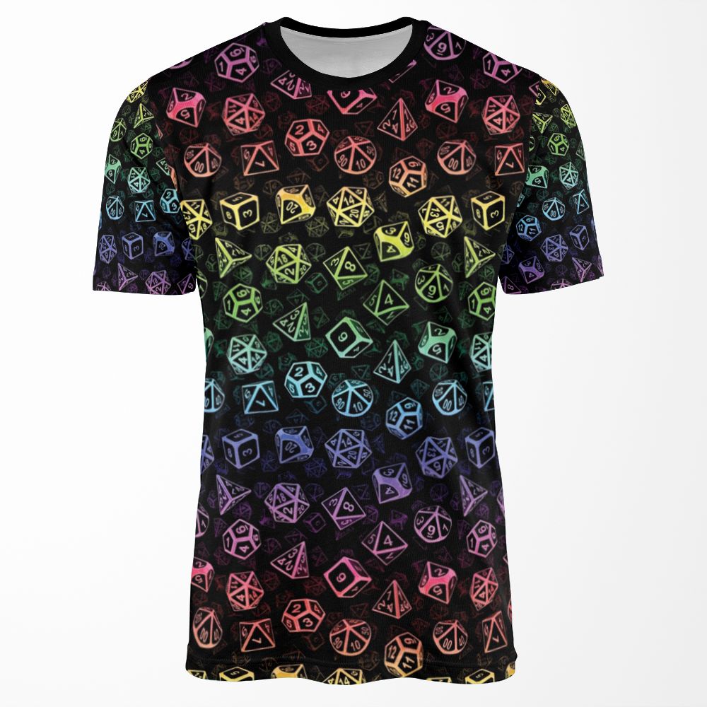 D20 Dice Set Pattern Rainbow All-over-print T-shirt