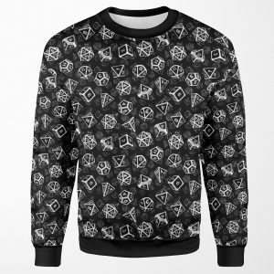 D20 Dice Set Pattern White All-over-print Unisex Sweatshirt