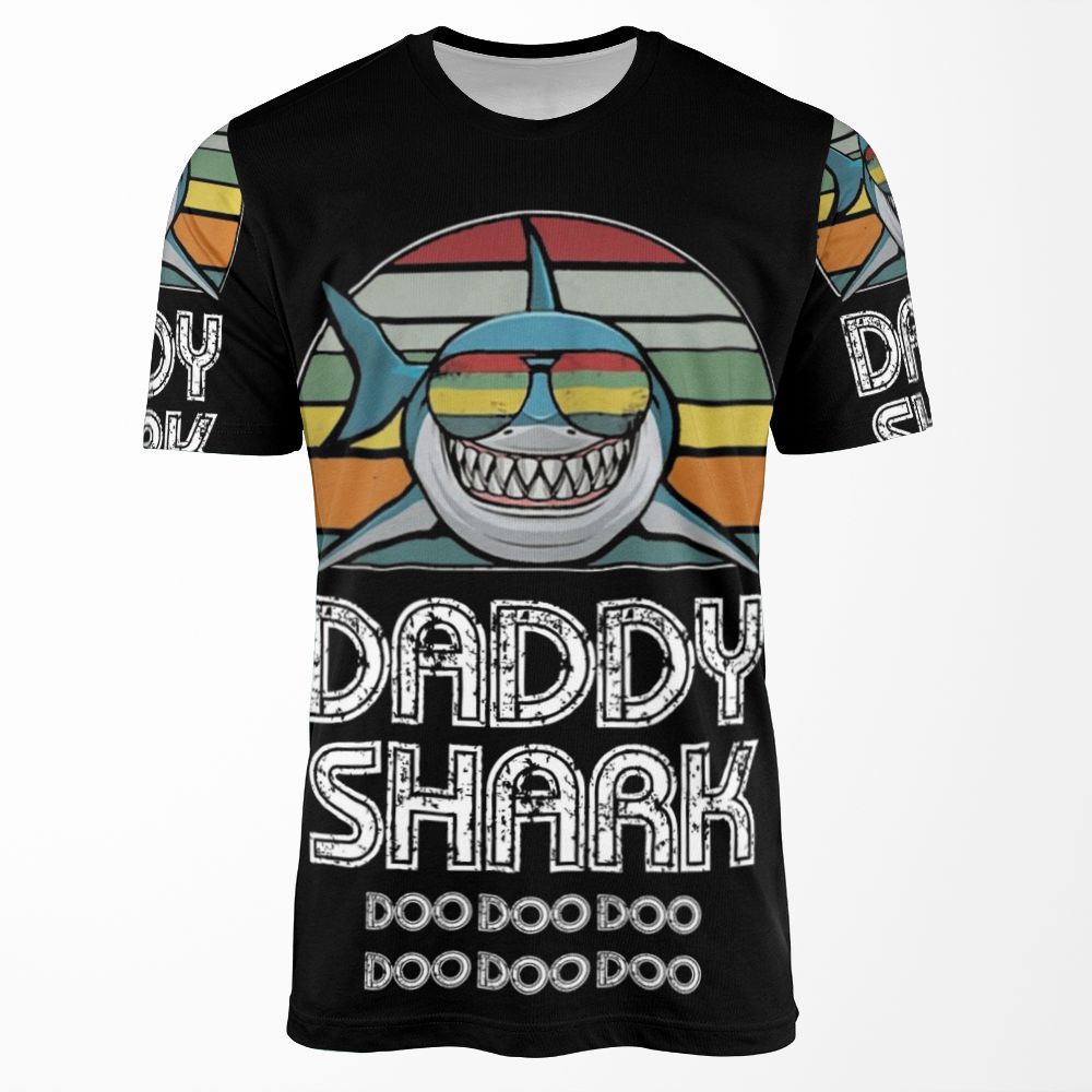 Daddy Shark Retro For Dark Print All-over-print T-shirt