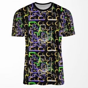 Dan Flashes Pattern Cool Tim Robinson 17 Yellow Green White And Purple All-over-print T-shirt